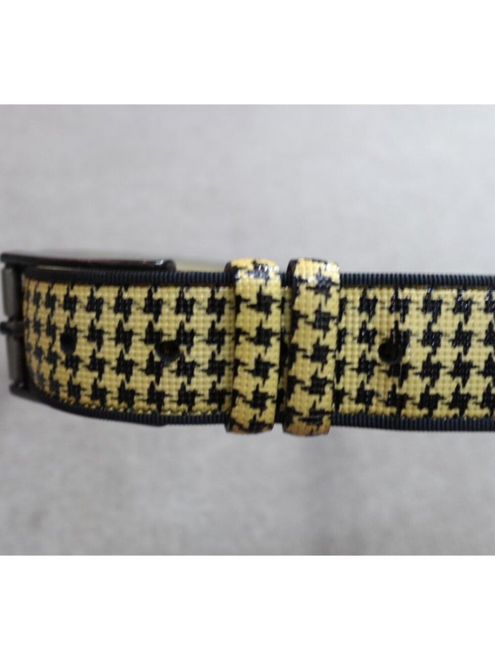 Mezlan Belt Beige Leather 38 Dress Houndstooth Made in Spain